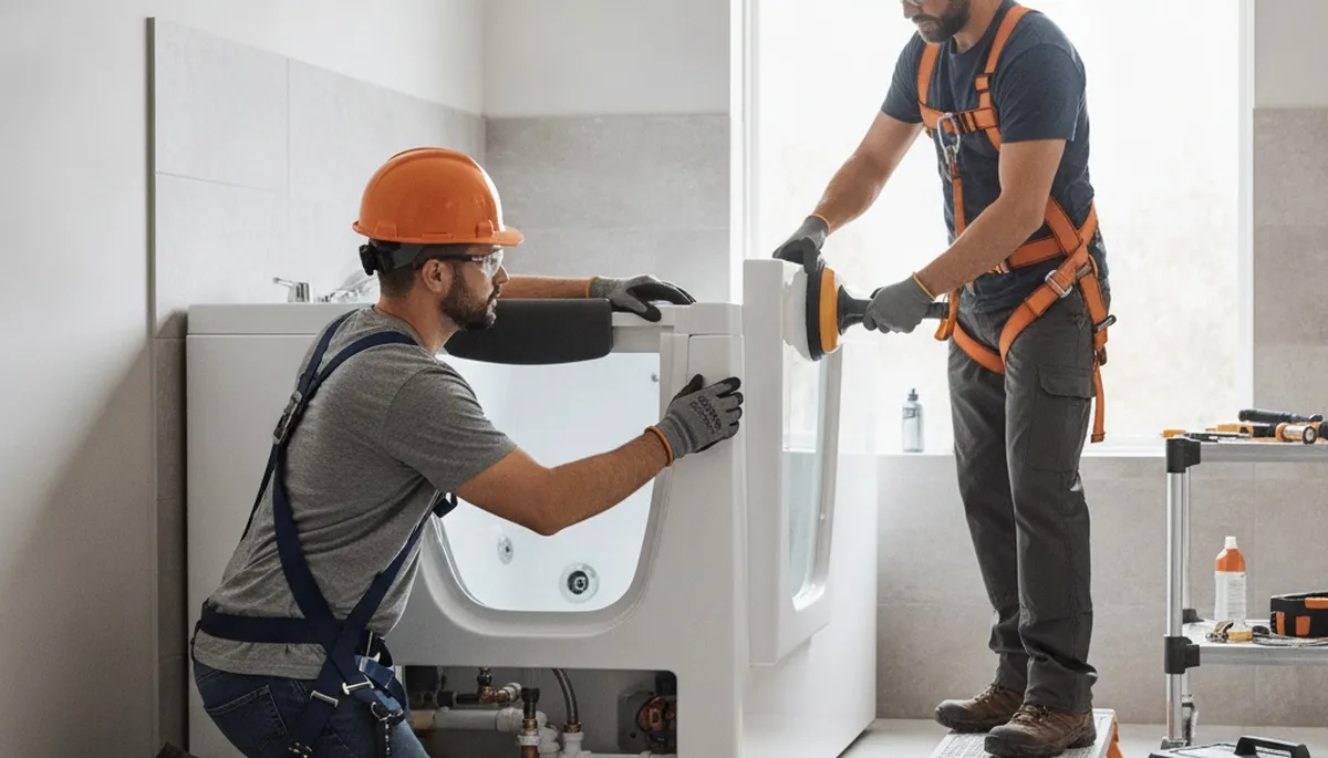 Boulder, CO plumbers installing a walk-in tub for safer home bathing